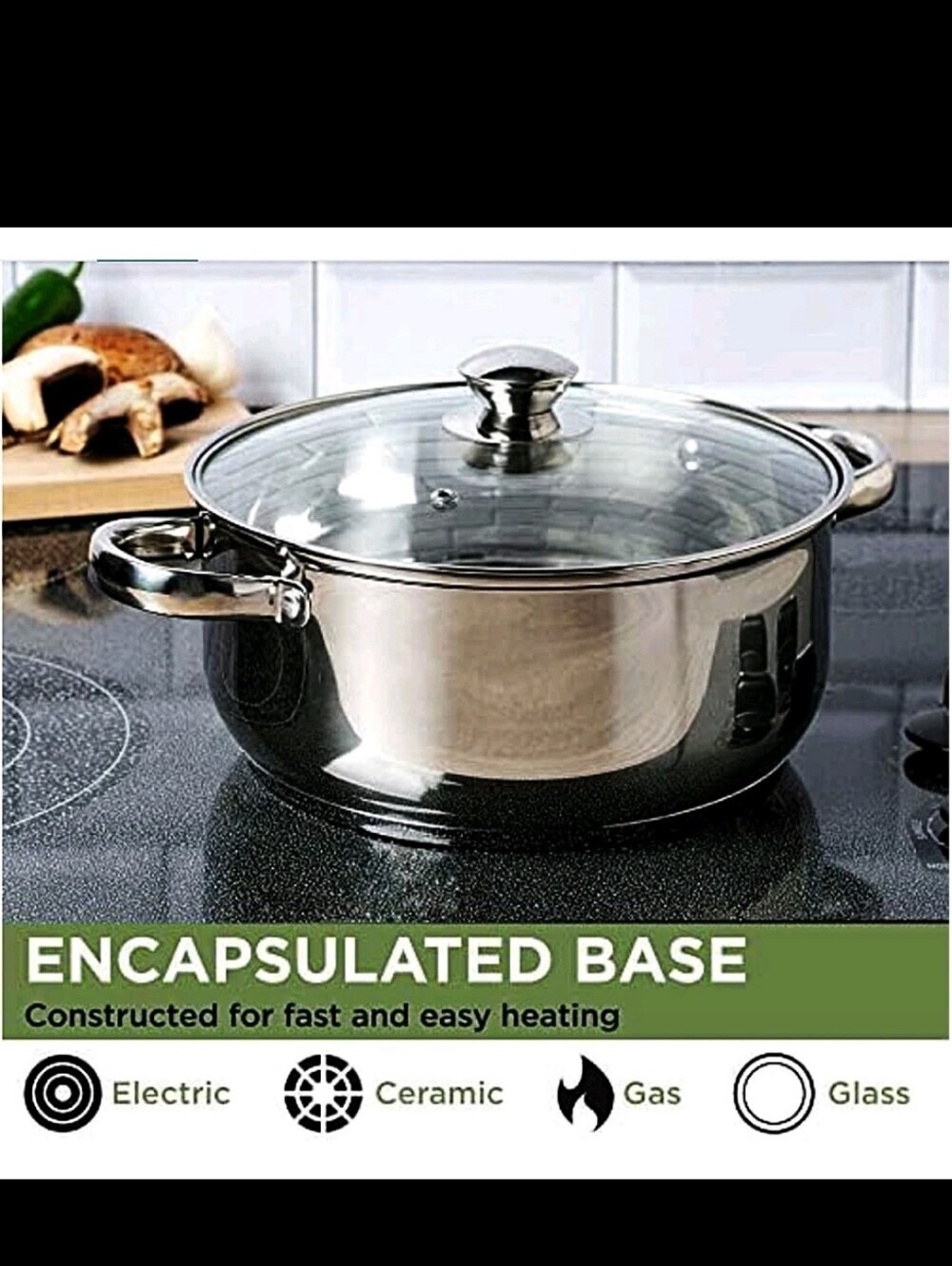 Stainless Steel Stockpot with Glass Lid - Silver